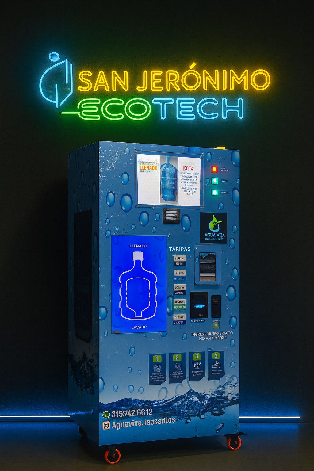 Máquina Móvil de Agua Purificada - Máquina vending de agua purificada San Jerónimo Ecotech